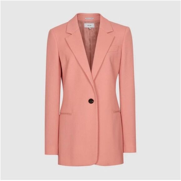 REISS Phoenix single breasted jacket in apricot size 8 excellent condition - Picture 1 of 15